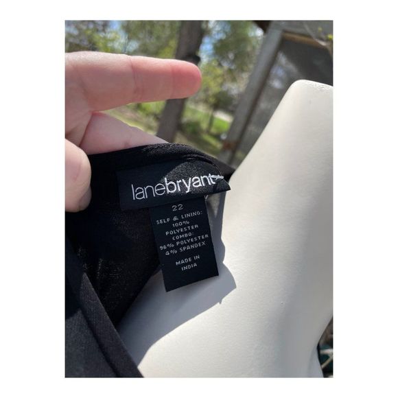 Lane Bryant Surplice Midi Dress Jersey Chiffon Black Grey Polkadot Sz 22 - Picture 2 of 7